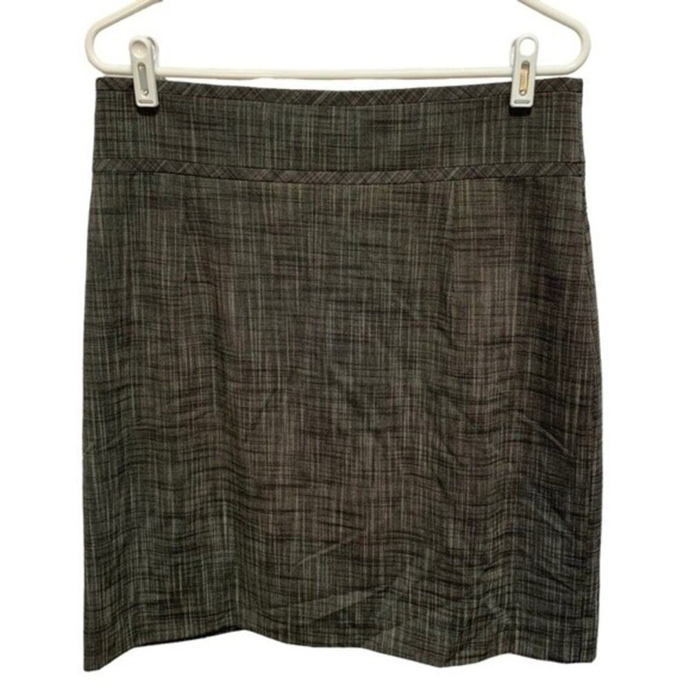 Gray Black Mini Pencil Skirt Back Slit Womens Size 12 Viscose Lycra Blend